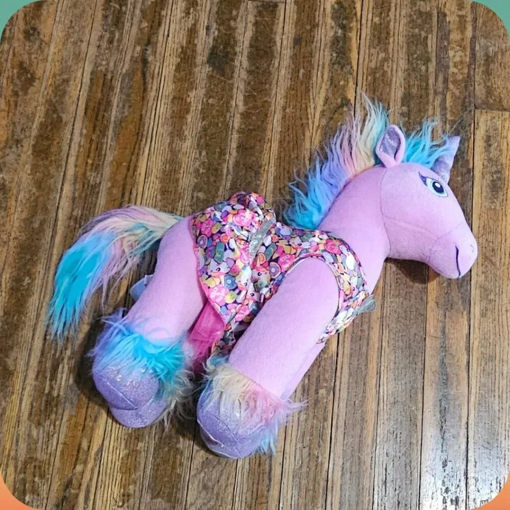 Build-A-Bear BEARY FEARY FRIENDS Rainbow‎ Unicorn Plush 16